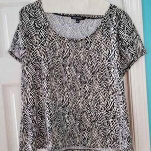 Notations Black and Tan Abstract Pattern Blouse Size L